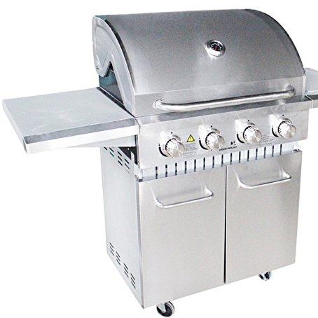 Grilluxe RVS gasbarbecue 4 branders met zijbrander