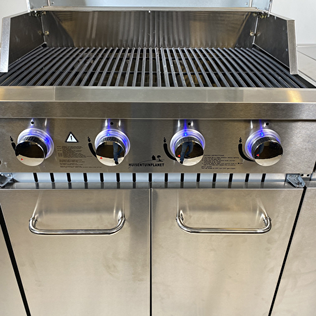 FireCuisine RVS gasbarbecue 4 branders met zijbrander