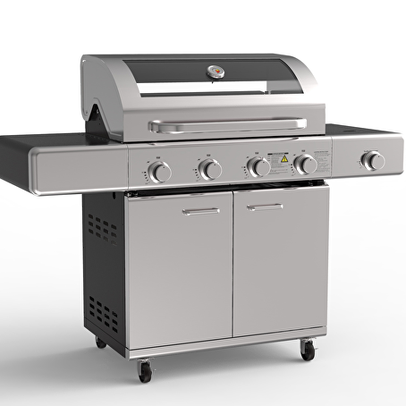 GrilluxePrime gasbarbecue 4 branders met gietijzeren kookplaat