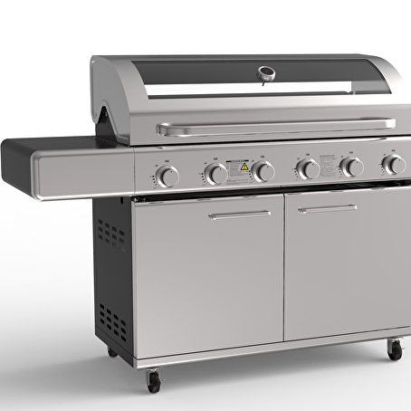 GrilluxePrime gasbarbecue 6 branders met gietijzeren kookplaat
