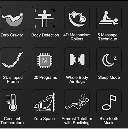 RelaxaSoothe Zero Gravity massagestoel blauw/wit