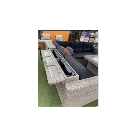 Zeufes loungeset 11-delig lichtgrijs wicker met kussenberging