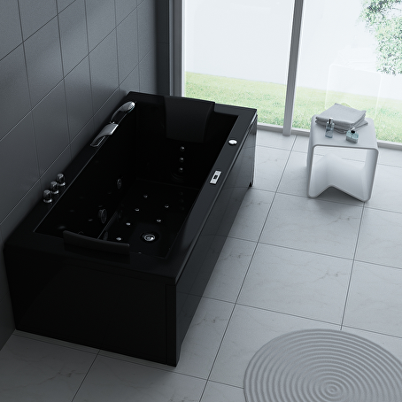 PureSteam Massagebad Hoogglans Zwart