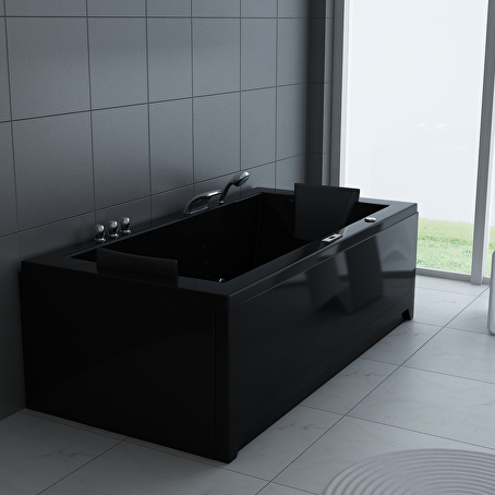 PureSteam Massagebad Hoogglans Zwart