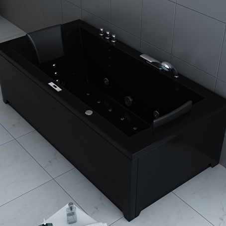 PureSteam Massagebad Hoogglans Zwart