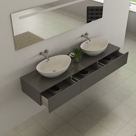 Badkamermeubelset Essence 180 cm - Hoogglans antraciet