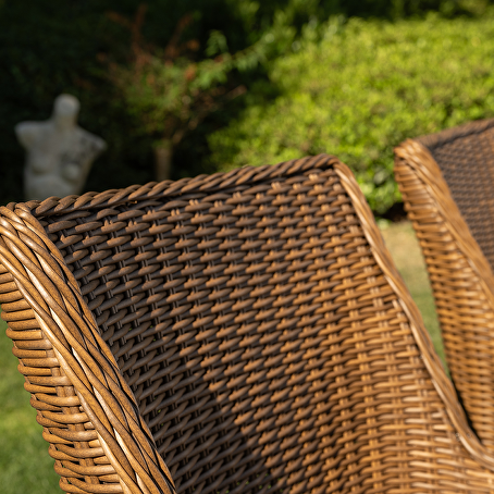Artigiano diningset 7-delig donkerbruin wicker
