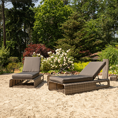 ElevaLounge wicker ligbeddenset 3-delig Grijs