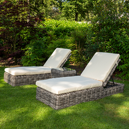 HavenLux ligbeddenset 3-delig antraciet wicker