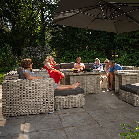 Zeufes loungeset 11-delig lichtgrijs wicker met kussenberging