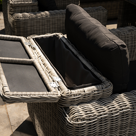 Zeufes loungeset 11-delig lichtgrijs wicker met kussenberging