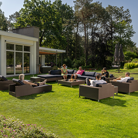 Zeufes loungeset 13-delig zwart wicker