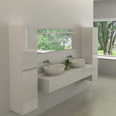 Badkamermeubelset Essence 180 cm - Hoogglans wit met witte waskom