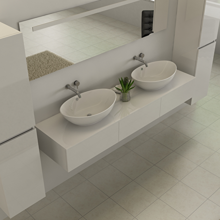 Badkamermeubelset Essence 180 cm - Hoogglans wit met witte waskom
