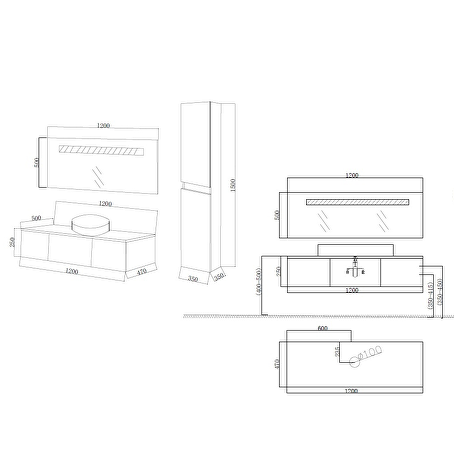 Badkamermeubelset Essence 120 cm - Donkerhout decor