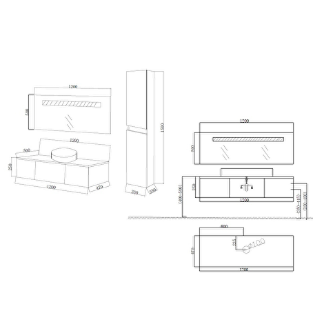Badkamermeubelset Essence 120 cm - Hoogglans zwart