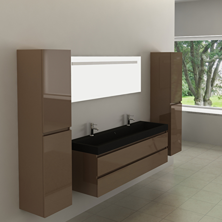 Badkamermeubelset Fusion 150 cm - Taupe met zwarte wasbak