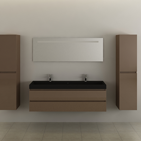 Badkamermeubelset Fusion 150 cm - Taupe met zwarte wasbak