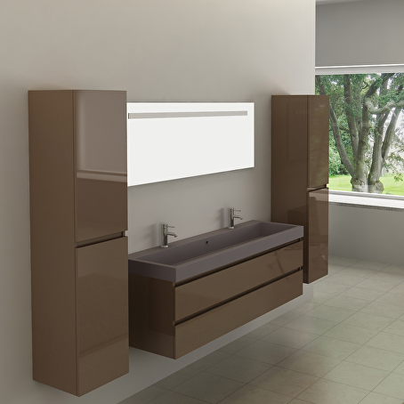 Badkamermeubelset Fusion 150 cm - Taupe met grijze wasbak
