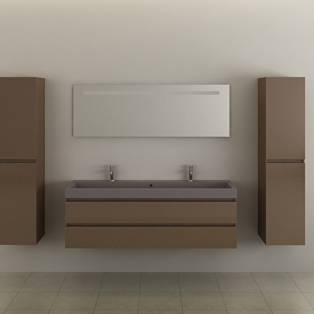 Badkamermeubelset Fusion 150 cm - Taupe met grijze wasbak