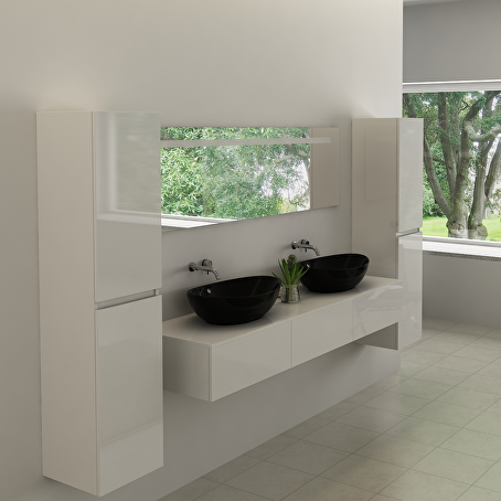 Badkamermeubelset Essence 180 cm - Hoogglans wit met zwarte waskom