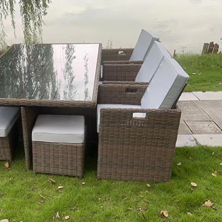 Sophisto diningset 11-delig bruin wicker