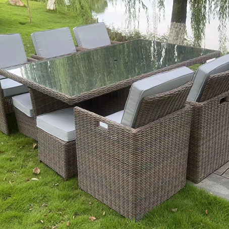 Sophisto diningset 11-delig bruin wicker