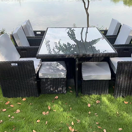Sophisto diningset 11-delig zwart wicker