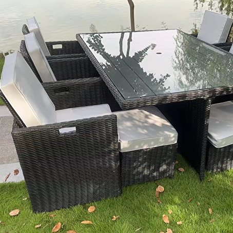 Sophisto diningset 11-delig zwart wicker