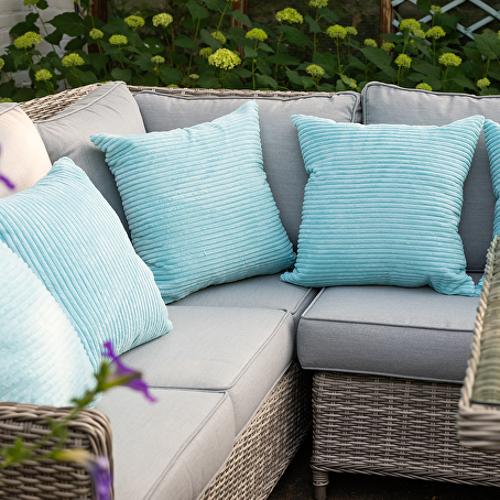 Savory diningset 6-delig lichtgrijs wicker met koelruimte