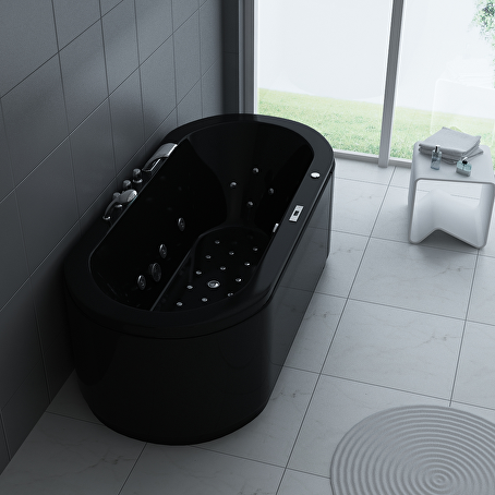 PureSteam Relaxbad Hoogglans zwart