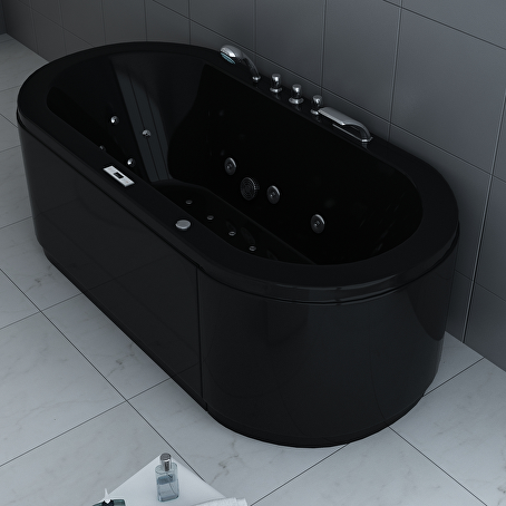 PureSteam Relaxbad Hoogglans zwart
