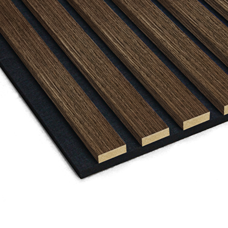 Akoestisch wandpaneel gerookt Eiken 280 x 60 cm - 3-zijdig houtfineer