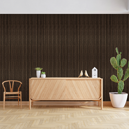 Akoestisch wandpaneel gerookt Eiken 280 x 60 cm - 3-zijdig houtfineer