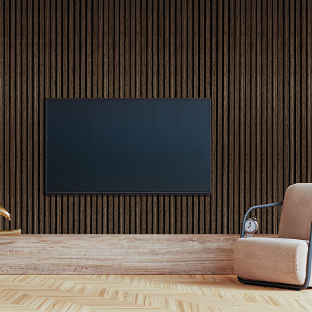 Akoestisch wandpaneel gerookt Eiken 280 x 60 cm - 3-zijdig houtfineer