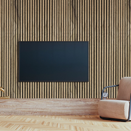 Akoestisch wandpaneel Walnoot 280 x 60 cm - 3-zijdig houtfineer