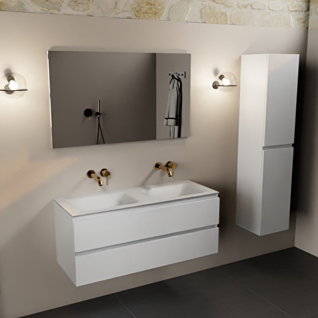 MONDIAZ AIVY 120cm badmeubel Talc, wastafel Talc solid surface dubbel zonder kraangat