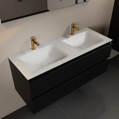 MONDIAZ AIVY 80cm badmeubel Talc, wastafel Talc solid surface midden 1 kraangat
