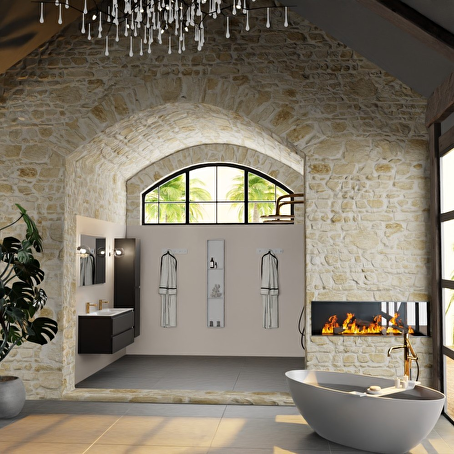 MONDIAZ AIVY 80cm badmeubel Talc, wastafel Talc solid surface midden 1 kraangat