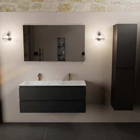 MONDIAZ AIVY 80cm badmeubel Talc, wastafel Talc solid surface midden 1 kraangat
