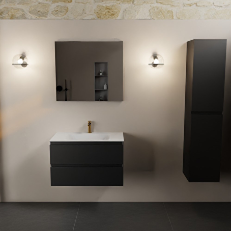 MONDIAZ AIVY 80cm badmeubel Urban, wastafel Talc solid surface midden 1 kraangat