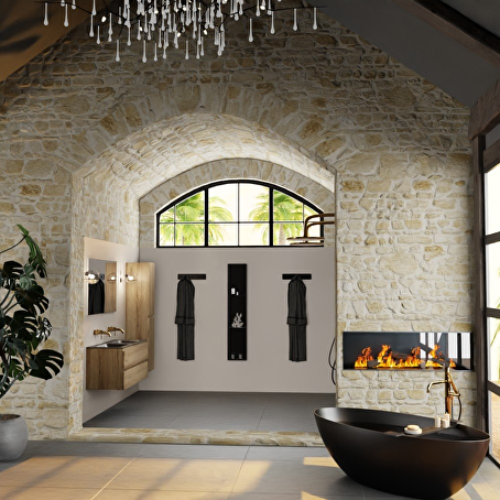 MONDIAZ AIVY 120cm badmeubel Chai, wastafel Urban solid surface dubbel zonder kraangat