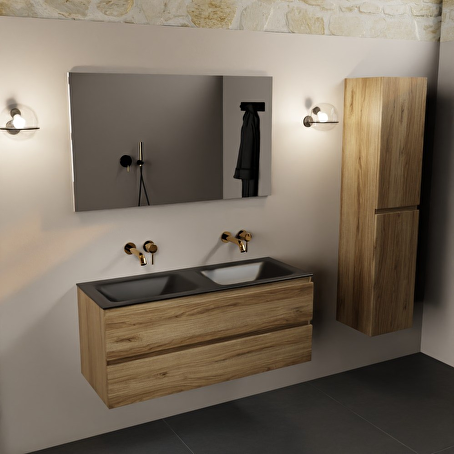 MONDIAZ AIVY 120cm badmeubel Chai, wastafel Urban solid surface dubbel zonder kraangat