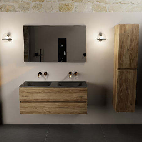 MONDIAZ AIVY 120cm badmeubel Chai, wastafel Urban solid surface dubbel zonder kraangat
