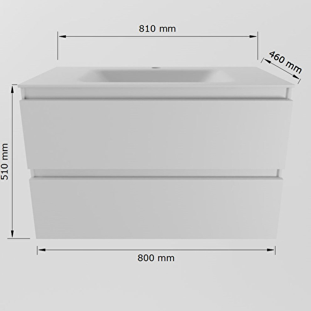 MONDIAZ AIVY 80cm badmeubel Chai, wastafel Urban solid surface midden 1 kraangat
