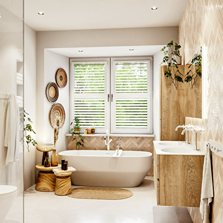 MONDIAZ VICA 120cm badmeubel onderkast Washed Oak 4 lades. Wastafel MOON dubbel 2 kraangaten, kleur Talc.