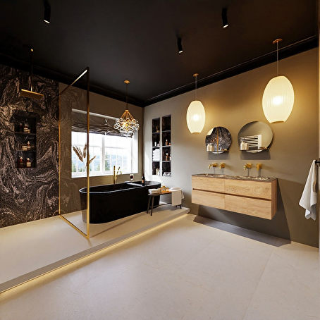 MONDIAZ VICA-DLUX 120cm badmeubel onderkast Washed Oak 4 lades. Inbouw wastafel CLOUD dubbel zonder kraangat, kleur Lava.