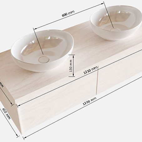 MONDIAZ LUSH 120 badmeubel antracite 2 lades BARCO dubbel 2 kraangaten