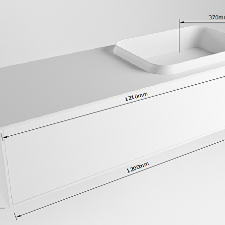 MONDIAZ ERIN 120cm badmeubel onderkast kleur Talc met 1 lade. Wastafel RIDGE rechts 0 kraangaten kleur Talc.
