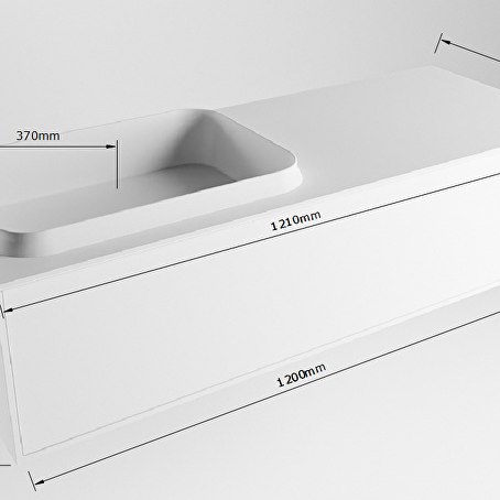 MONDIAZ ERIN 120cm badmeubel onderkast kleur Smoke met 1 lade. Wastafel RIDGE links 0 kraangaten kleur Urban.